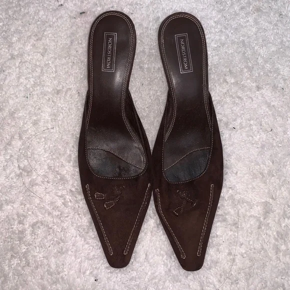 Nordstrom Chocolate Suede Mules with Tassel - Picture 5 of 6